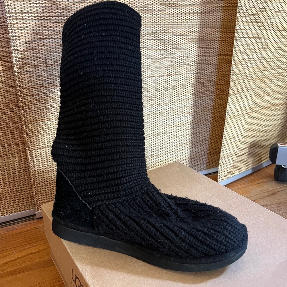 Classic Knit Tall Black UGG boots